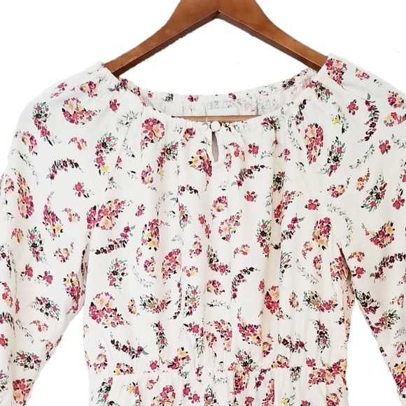 Old Navy Cream Floral Pattern Dress L - Picture 2 of 6